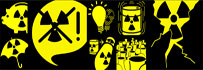 Banner mit verschiedenen Anti-Atom-Logos.